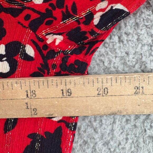 BA&SH Womens Blouse Top Floral Short Sleeve Red Black Size 4 Early Shirt - Picture 3 of 11
